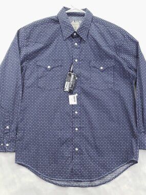 NEW Panhandle Slim Rough Stock Shirt Men L Western Pearl Snap Stretch Flip Cuffs
